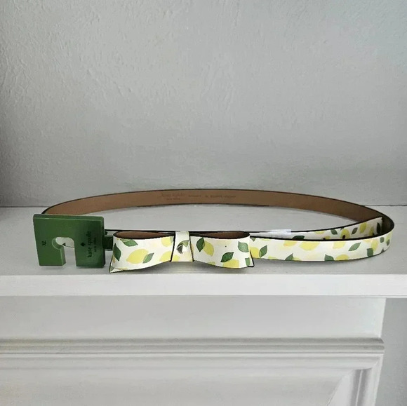 Kate Spade Lemon Print Bow Belt - White & Yellow main image 3
